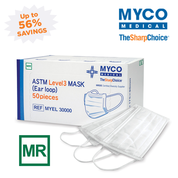 
                  
                    MR Safe ASTM Level 3 Ear Loop Procedure Masks (50/bx; 30 bxs/cs)
                  
                